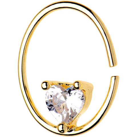 20G 3/8 Clear Heart CZ Gem Gold Tone Circular Seamless Ring