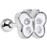14G 1/4 Clear White Cutiepie Butterfly Tragus Cartilage Earring