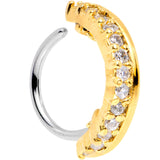18G Clear CZ Gem Gold Tone Sleek Seamless Circular Ring