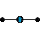 14G Blue Grenade Black Industrial Barbell 37mm
