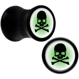 Black Acrylic Green Black Skull Saddle Plug Set 2G