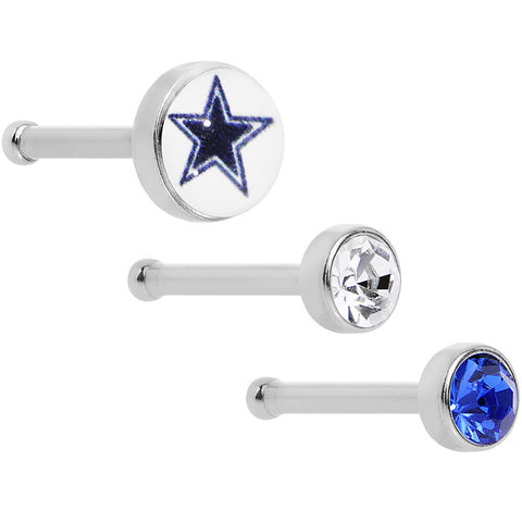 20G Licensed NFL Dallas Cowboys Logo Nose Bone 3 Pack Set