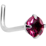 20G 1/4 Purple 3mm CZ Gem Steel L-Shape Nose Ring