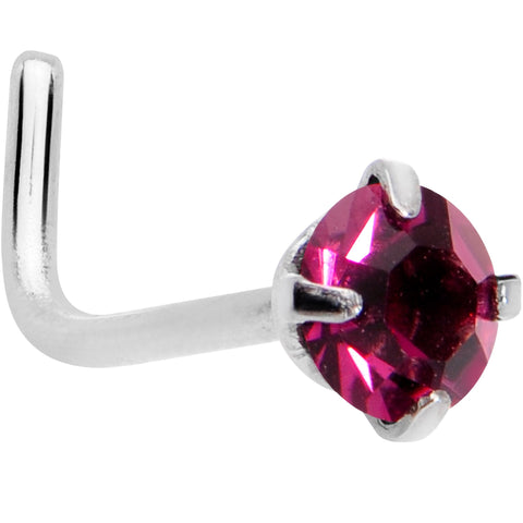 20G 1/4 Purple 3mm CZ Gem Steel L-Shape Nose Ring