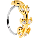20G Clear CZ Gem Gold Tone Leafy Seamless Circular Ring