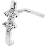 20G Clear CZ Bling Faux Hoop L Shaped Nose Ring