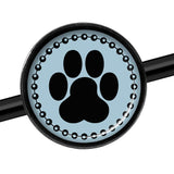 14G Black on Blue Paw Print Black Industrial Barbell 37mm