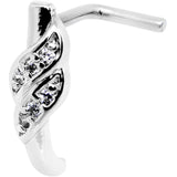 20G Clear CZ Swish Faux Hoop L Shaped Nose Ring
