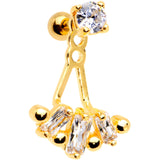 Clear CZ Gem Gold PVD Fashion Fan Dangle Cartilage Tragus Piercing