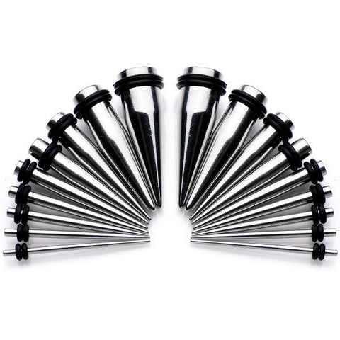 9 Piece Ear Stretching Kit in Stainless Steel Set of 2