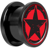 Black Red Distressed Star Black Anodized Screw Fit Plug Set 9/16