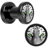 Black White Tiger Eyes Black Anodized Screw Fit Plug Set 4G