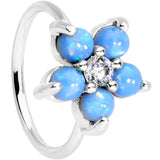 5/16 Light Blue Faux Opal CZ Flower Seamless Circular Ring