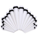14 to 00G 18 Piece White Acrylic Ear Stretching Taper Kit Set