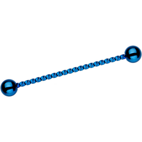 Blue IP Seriously Twisted Industrial Barbell Earring 38mm
