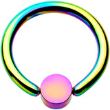 14G 3/8 Clear Gem 4mm Disc Rainbow IP BCR Captive Ring