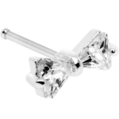 20G 1/4 Clear CZ Gem Bow Tie Formal Nose Bone