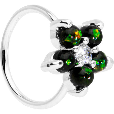 20G 5/16 Clear CZ Green Faux Opal Seamless Circular Ring