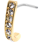 20G Clear CZ Sleek Gold Tone Faux Hoop L Shaped Nose Ring