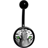 Black White Tiger Eyes Black Belly Ring