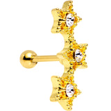 18G Clear Gem Gold Plated Star Trio Cartilage Tragus Earring