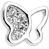 20G 1/4 Clear CZ Gem Butterfly L Shaped Nose Ring
