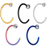 20G 5/16 Clear Gem Rainbow Pack Set of 5 Twisted Nose Hoop Rings