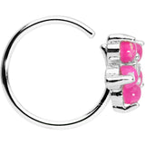 20G 5/16 Clear CZ Pink Faux Opal Flower Circular Ring