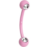 3/8 Clear Gem Pink Acrylic Over Steel Curved Eyebrow Piercing