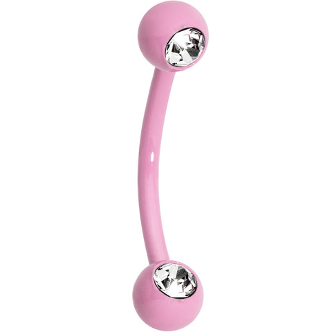 3/8 Clear Gem Pink Acrylic Over Steel Curved Eyebrow Piercing