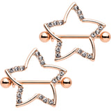 21mm Clear Gem Rose Gold Anodized Hollow Star Nipple Shield Set