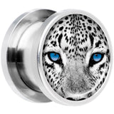 Black White Leopard Eyes Steel Screw Fit Plug Set 1/2