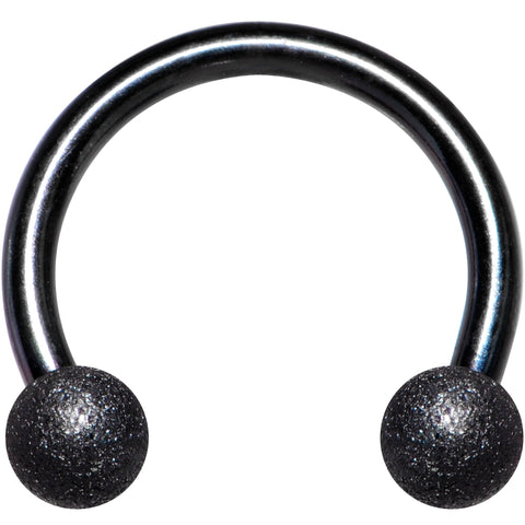 18G 5/16 Black Color PVD Textured Horseshoe Circular Barbell