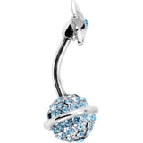 Aqua Gem Rings of Saturn Planet and Star Double Mount Belly Ring