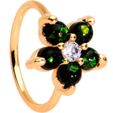5/16 Green Faux Opal CZ Rose Gold IP Flower Seamless Circular Ring