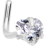 20G 1/4 Clear Heart 3mm CZ Gem Steel L-Shape Nose Ring