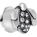 5/8 Clear Gem Steel Allow Me Ladybug Double Flare Tunnel Plug Set