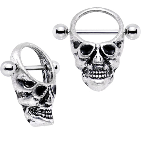 14G 5/8 Staring Halloween Skulls Nipple Shield Set