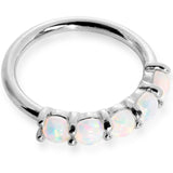 18G White Synthetic Opal 14k White Gold Seamless Circular Ring