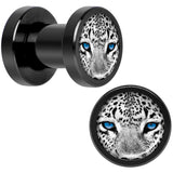Black White Leopard Eyes Black Anodized Screw Fit Plug Set 4G