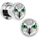 Black White Owl Steel Screw Fit Plug Set 2G