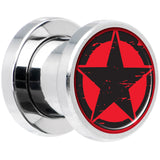 Black Red Distressed Star Steel Screw Fit Plug Set 0G