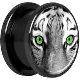 Black White Tiger Eyes Black Anodized Screw Fit Plug Set 5/8