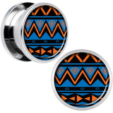 Blue Orange Tribal Print Steel Screw Fit Plug Set 9/16