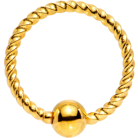 18G 5/16 Gold Tone Anodized So Twisted Captive Style Seamless Ring