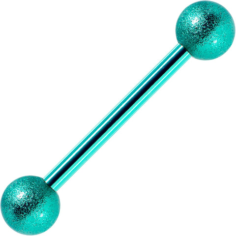 14G 5/8 Green Color PVD Sandblasted Barbell Tongue Ring