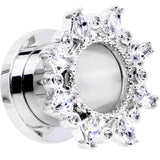 00G Clear Gem Flower Frame Screw Fit Tunnel Plug Set
