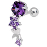 1/4 Purple Gem Cascade Right Cartilage Earring