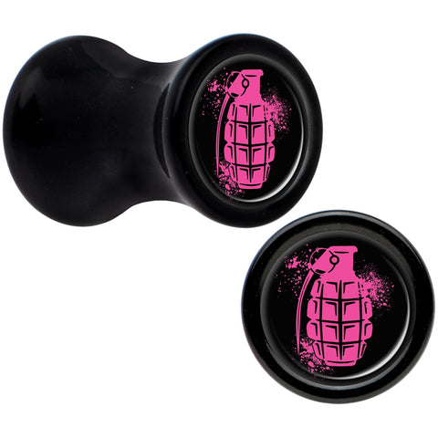 Black Acrylic Pink Grenade Saddle Plug Set 4G