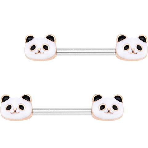14G 13mm Peaceful Panda Barbell Nipple Ring Set